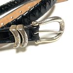 Brighton Horsebit Old Money Black Croc Print Belt Silver Western Style Photo 5