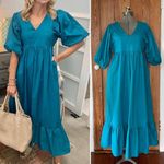 Karlie  Poplin Cotton Maxi Prairie Peasant Puff Sleeve Ruffle Dress - Sz M 🧡🎀 Photo 1