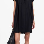 Madewell Flutter Sleeve Button Front Mini Dress Poplin Black Relaxed XS NWT Photo 0