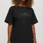 Nike NEW  Black Embroidered Short Sleeve Shirt Women’s Small Photo 0
