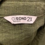 Ci Sono Green Button Down Roll Tab Sleeve Stretchy Side Blouse Top PLus Size 2X Photo 6