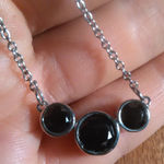 Thai Black Spinel Stainless Steel Necklace Photo 0