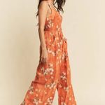 Davi & Dani NWT Davi & Dani Floral Ruffle Square Neck Smocking Bodice Jumpsuit Photo 1
