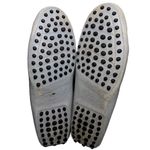 Tod’s Women’s Size 38.5 7.5 Blue White Pebbled Leather Nub Bottom Penny Loafers Photo 7