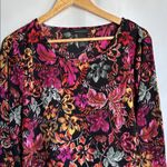 Investments Size XL Multicolor Floral Blouse with sleeves button Photo 3