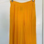Forever 21 Golden Yellow Flowy High Waisted Linen Pants (Swim Coverup Bottoms) L Photo 1