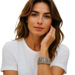 Hand Painted Zebra Stripe Bracelet White One Size Vintage Photo 0