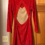 EXPRESS Red Lace Open-back Dress Photo 1