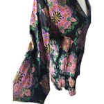 J Crew Blue Pink Medallion V Neck 3/4 Sleeve Gauze Cotton Tunic Swimsuit Cover U Black Photo 2