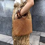Amber Transparent Beaded Acrylic HandBag Wedding, Casual like Cult Gaia Custom Brown Photo 7