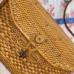 Vintage Tan Woven Shoulder Bag with Leather Strap Photo 12