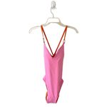 Kate Spade Color Block Gold One Piece Bathing Suit Pink Orange Medium NEW Photo 2