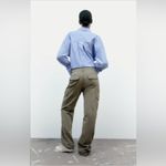 ZARA Cargo Pants High Rise Straight Leg Army Green Pockets Silver Relaxed fit 2 Photo 5