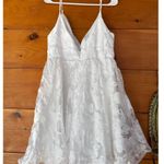 Lulus  Floral Feelings White Floral Jacquard Babydoll Mini Dress Cocktail Size L Photo 3