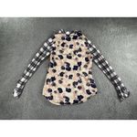 CAbi  Shirt‎ Women Small Button Front Plaid Floral Mixed Print Festival #233 Photo 2