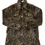 Free People Leopard Print Faux Fur Leather Trim Oversized Jacket Size XS Photo 0