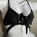 Dippin Daisys‎ Ribbed Keyhole Bikini Swim Top Size S Black Front Tie Strappy NEW Photo 1