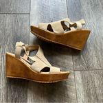 Anthropologie Barbara Barbieri Wedge Sandals Size 7.5 Italian Suede Taupe Shoes Brown Photo 4