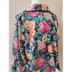 VTG Kathryn Floral Button Down Satin(?) PJ Nightshirt Long Sleeve Top Wo… Size M Photo 4