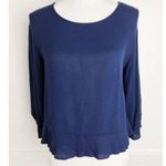 Everleigh  • Navy Flutter Hem Bell Sleeve Blouse Photo 0