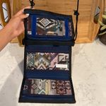 Vintage Stone Mountain suede tri fold crossbody or waist bag western interior Blue Photo 1