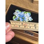 Vintage made in England Blue & White Floral Porcelain Brooch With Gold Photo 6