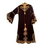 Vintage Moroccan Brown Velvet Kaftan with Gold Embroidery Robe medium Photo 12