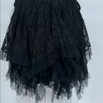 Simon Chang Black Lace Asymmetrical Ruffle Midi Skirt Size 4 Photo 9