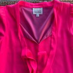 Sail To Sable STS  Hot Pink Tiered Mini Dress Size L Puff Sleeve V-Neck Tie Photo 2