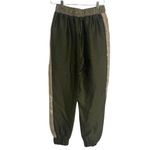 ZARA  Jogger Track Pants Army Green Metallic Gold Shiny Textured Size Small NWT Photo 2