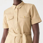 J.Crew Beige Button-Down Midi Dress Photo 3