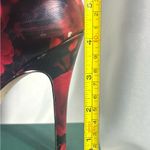 Charles David CHARLES By  Stiletto Heels Sz 7M  Black/Red Roses Minor Peeling Photo 6