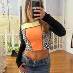 Nordstrom Custom made patchwork long sleeve crop top Photo 3