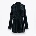 ZARA  Floral‎ Velvet Mini Dress Women's Medium Blue Black Holiday Hippie Dainty Photo 6