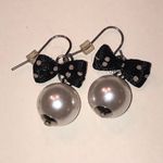Polka Dot Bow and Faux Pearl Boho Earrings Black Photo 1