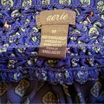 Aerie Blue Geometric Crown Print High Rise Straight Leg Silky Pants Sz M Photo 6