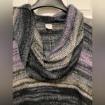 Sun & Shadow  Purple Striped Wool Blend Cowl Neck Long Sleeve Sweater Photo 6