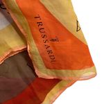 TRUSSARDI Womens Multicolor Lightweight Dog Theme Silk Printed Scarf Italy Made Orange Photo 6
