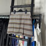 Topshop Brown Blue Plaid Pleated Micro Mini Preppy Skirt Photo 2