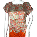 The Limited The‎  Women’s Blouse Orange Geometric Pattern Short Sleeve Crew Neck Photo 0