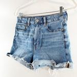 American Eagle  High Rise Stretch Cutoff Mom Jean Denim Shorts Blue 6 Photo 5