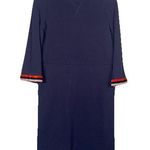 Boden Navy Livia Velvet Striped Cuff Quarter Sleeve Sweatshirt Dress Size 4L Blue Photo 0