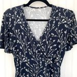 41 Hawthorne Elisse Knit Surplice Dress Navy White Floral Flutter Sleeves Wrap S Blue Photo 3