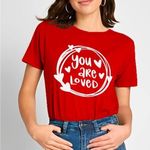 Boutique Red Graphic Tee - You Are Loved size S Valentine’s Day Photo 0