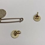 Vintage Gold Tone Enamel Safety Pin Brooch & Clip On Clip Photo 4