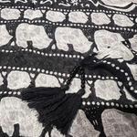 Elephant Scarf 39”x67” Threads 4 Thought Table Cloth White Black Africa India Photo 3