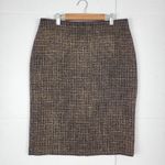 Talbots  Pencil Skirt Metallic Wool Blend Gold Black Woven Tweed Size 8 Photo 12