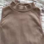 Gypsy + Jade Sleeveless Ribbed nylon tan high neck Top, size S/M Y2K preppy Photo 7