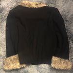 WHITE HOUSE BLACK MARKET Black and Cream Blazer with Elegant Fur Trim Size M Photo 9