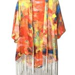 Gianni Bini colorful fringe tassel open cardigan size medium girly beachy cute Photo 0